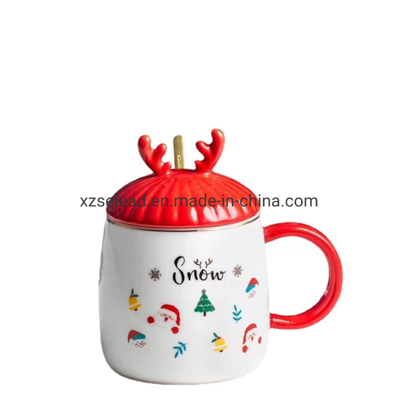14oz Creative Design of Merry Christmas Ceramic Coffee Mug Gift Mug Deer Decorative Novelty Christmas Gifts