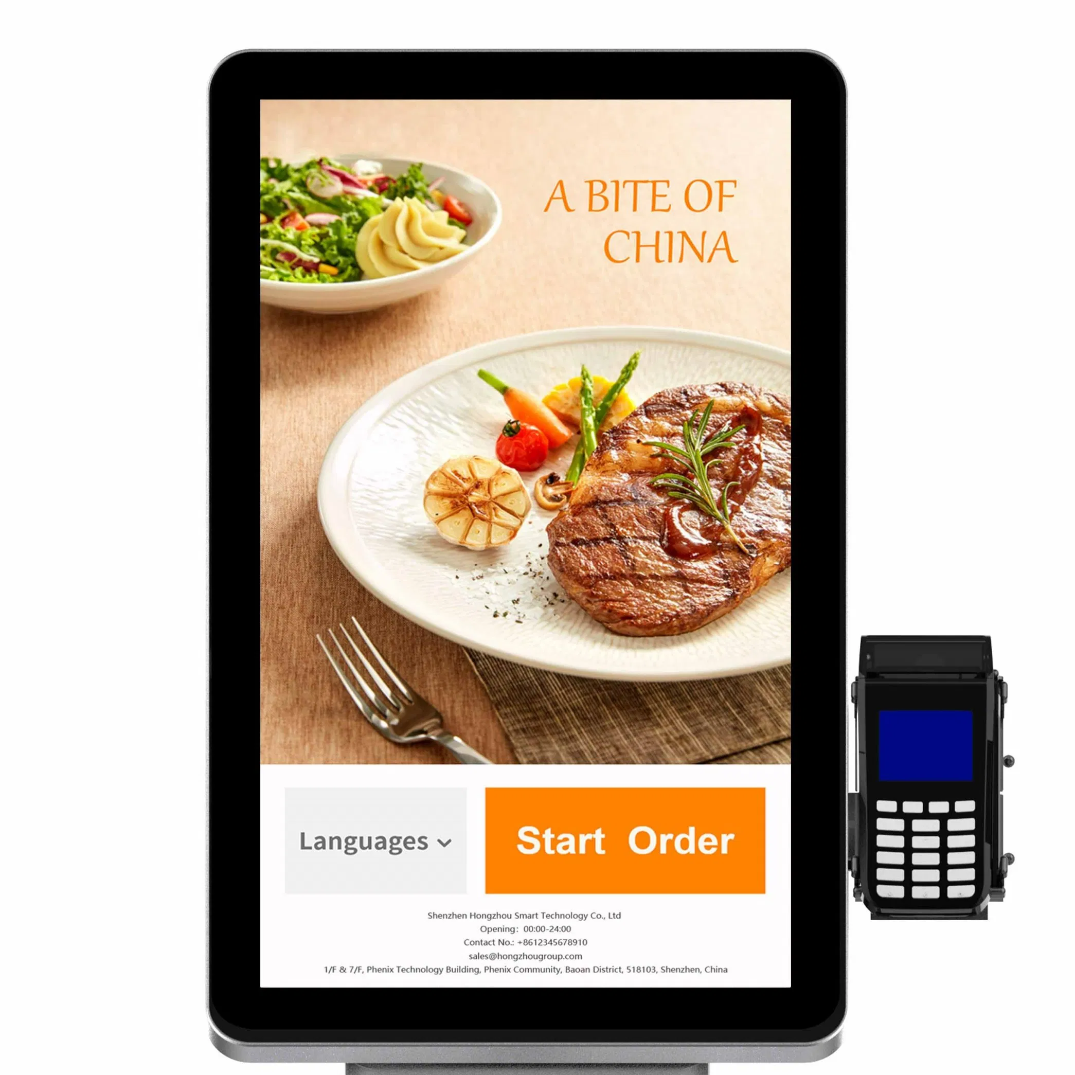 Curve Screen Self Ordering Kiosk for Restaurant and Hotel Use