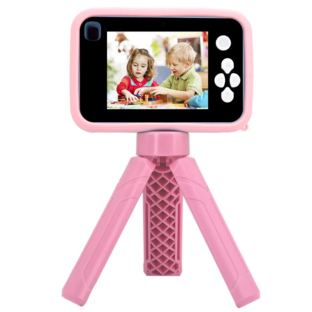Детская камера AC10 HD с двумя объективами, розовая