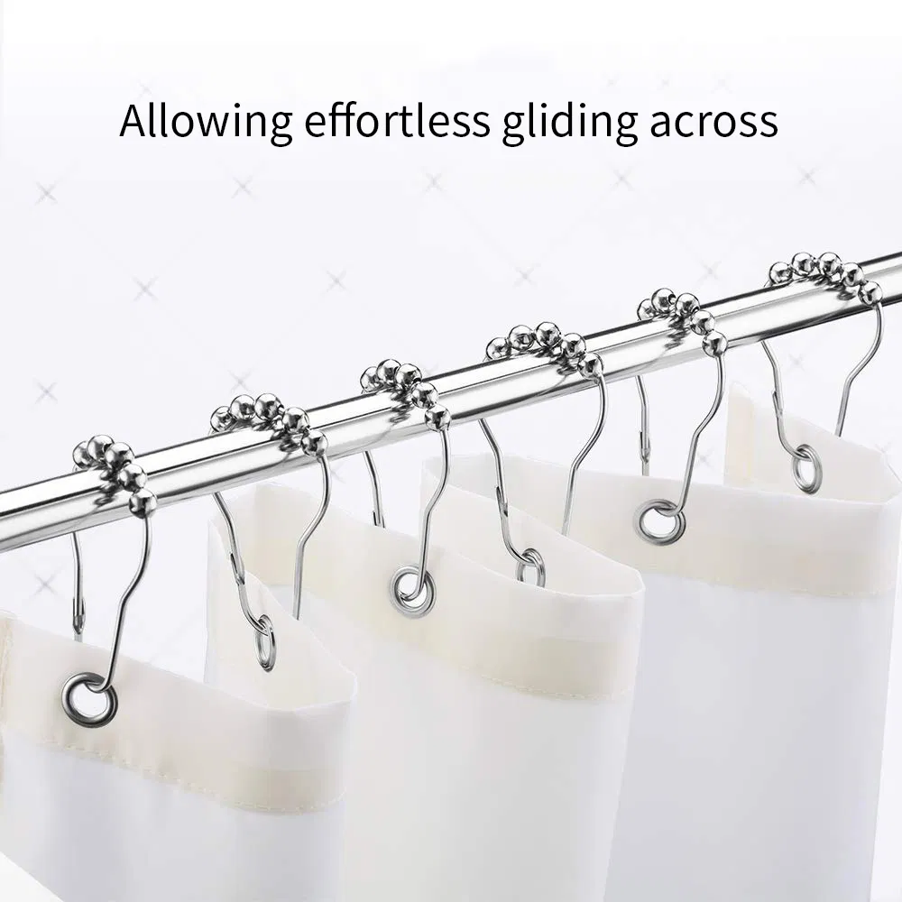 Rustproof Stainless Steel Shower Curtain Rings Hooks for Bathroom Shower Rod