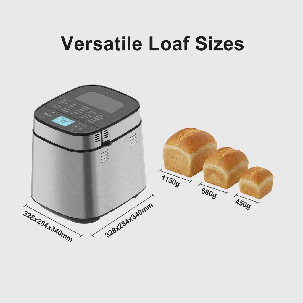 Bread Maker Machine Stainless Steel Automatic Bread Machine 3 Loaf Sizes