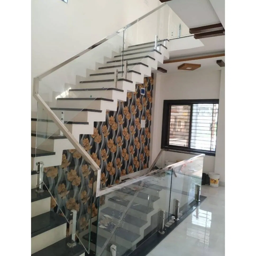 Cbmmart Staircase Factory Provided Plate Support Stainless Steel Railing Spigot Glass Staircase