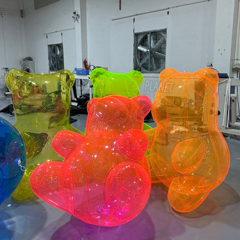 Inflatable Decorative Orange Cartoon Bear for Advertising