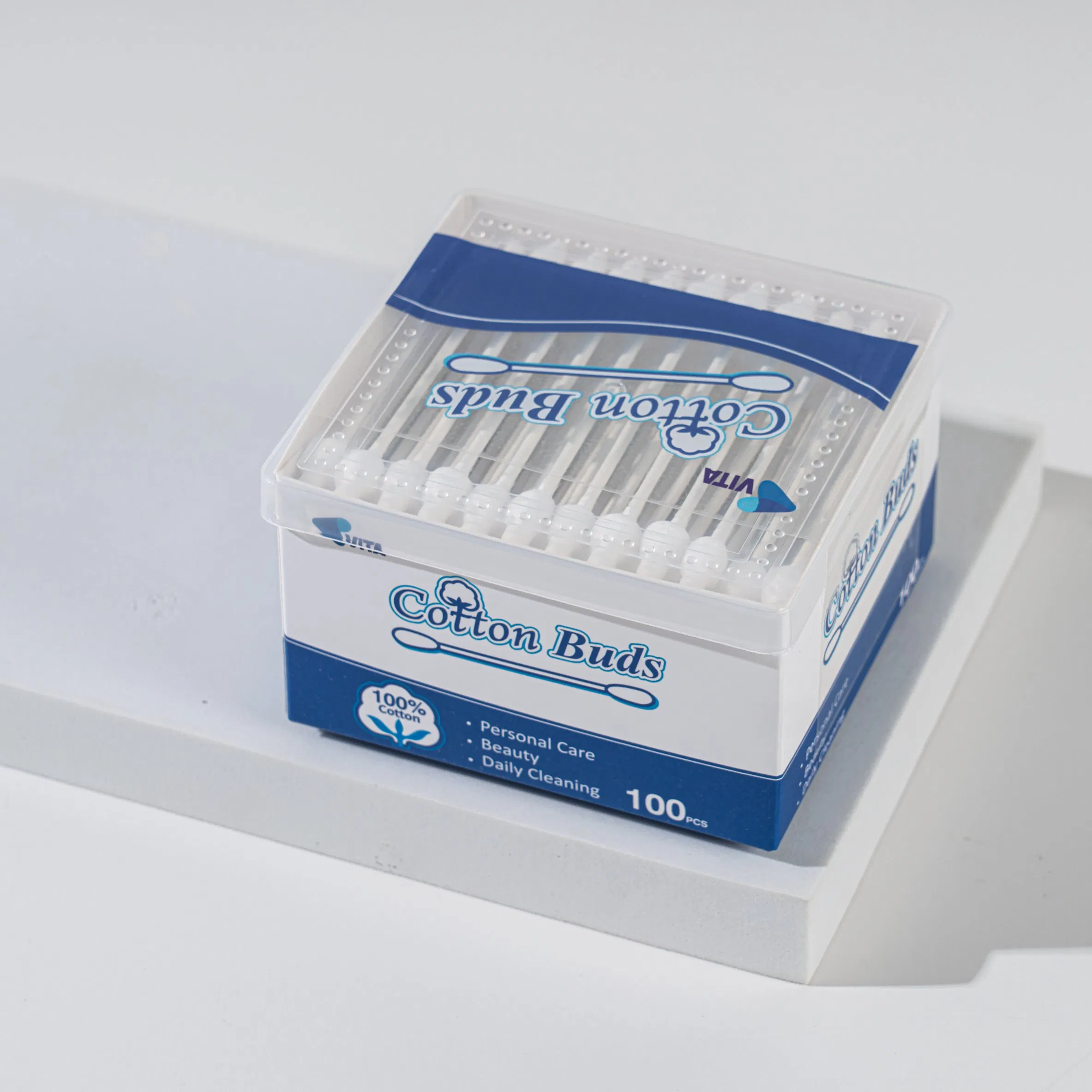 300PCS Thin Paper Swabs Biodegradable Cotton Buds in Sustainable Paper Box for Kids
