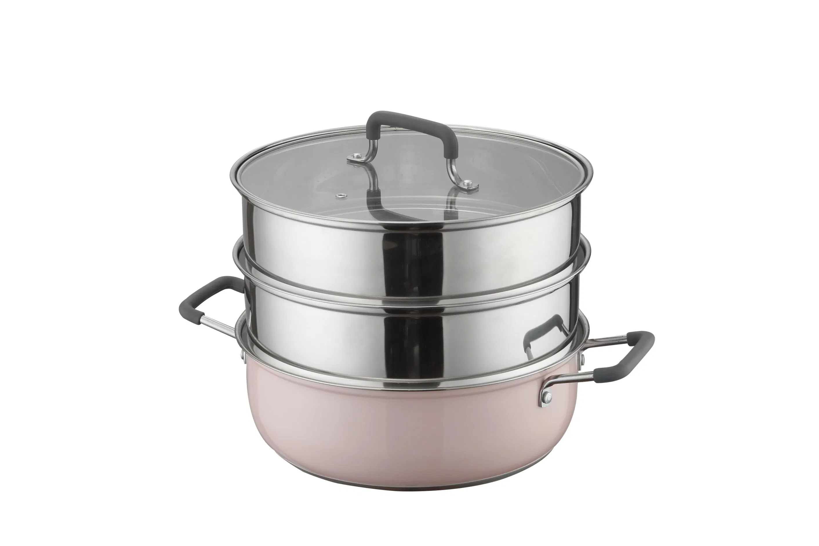 Двухъярусная пароварка из нержавеющей стали с крышкой