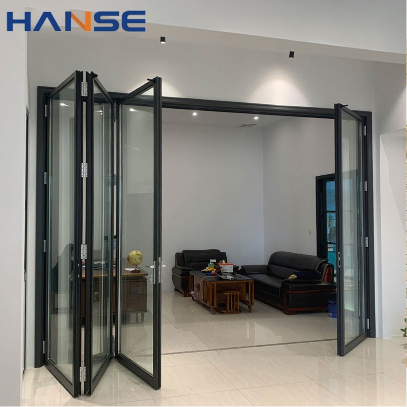 Exterior Thermal Break Aluminum Folding Door Accordion Large Big Bi-Fold Sliding Main Entrance Patio Folding Door
