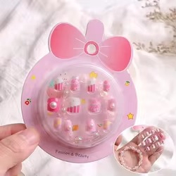 Kids Cartoon Press-on Nails with Bow Packaging