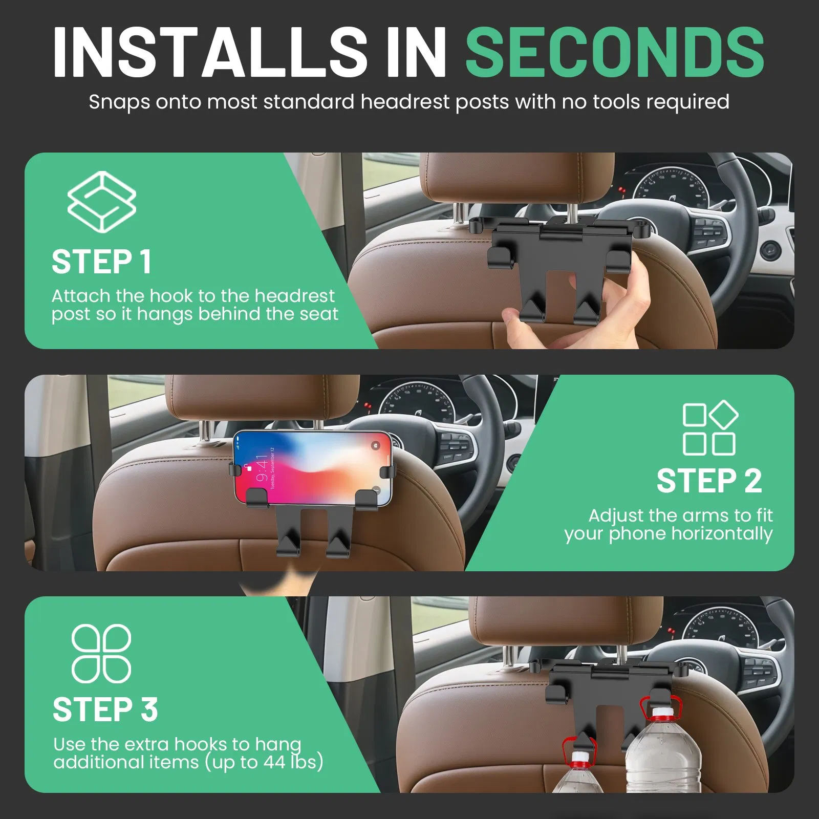 ABS+PC Customizable Car Hooks Strong Interior Accessories Personalized Hangers for Outdoor Travel & Indoor Household