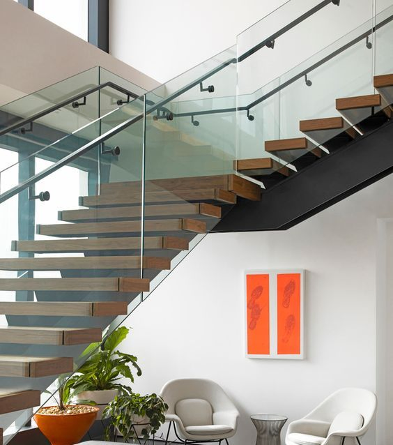 Contemporary Staircase Build Floating Staircase Designs Stairs with Glass Railing and Wood Stepo