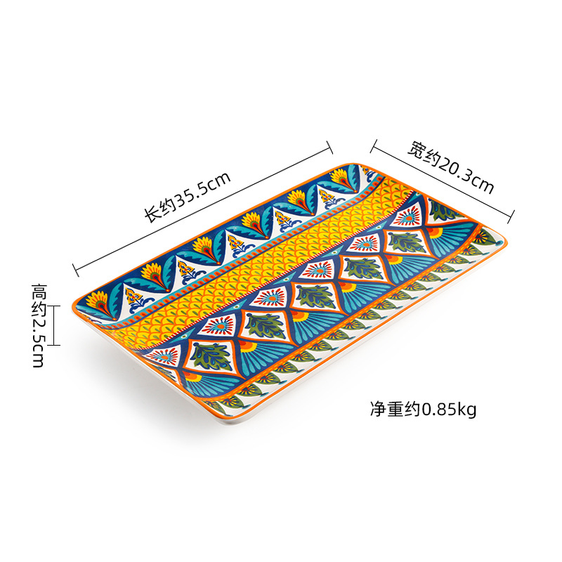 Versatile Colorful 14inch Square Plate Bowls Perfect for Serving or Displaying Porcelainware Ceramic Tableware