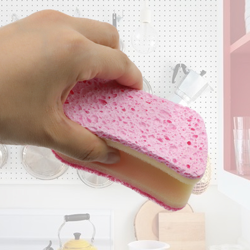 Natural Cellulose Thick Sponge Scouring Pad to Clean Greasy Dirt