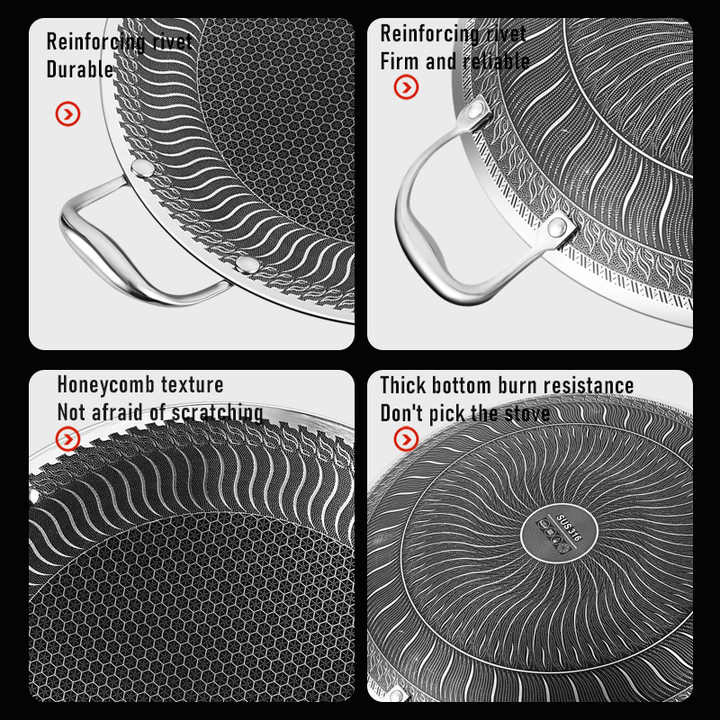 Wholesale 304+Aluminum+430 Inside&Outside Etching with Nonstick Tri-Ply Ss Griddles