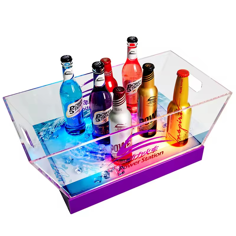 Acrylic Rechargeable LED Bottle Presenter Nightclub Lounge Bar Flashing Wine & Beer Ice Bucket