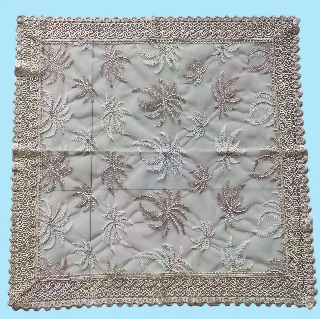 Palm Tree All Embroidered and Matching Beautiful Lace Tablecloth