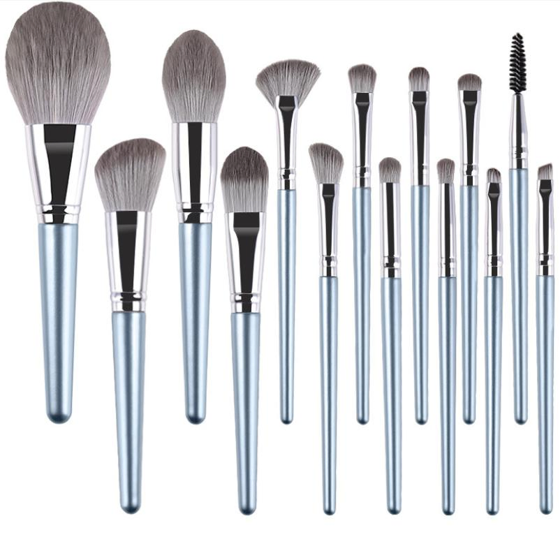 Wood Handle Eyeshadow Makeup Brushes Set 14PCS Custom Private Label Make up Brushes