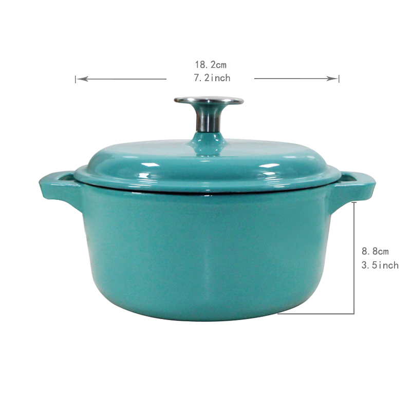 Чугунная эмалированная кастрюля-кокот Cookwin 18 см, зеленая