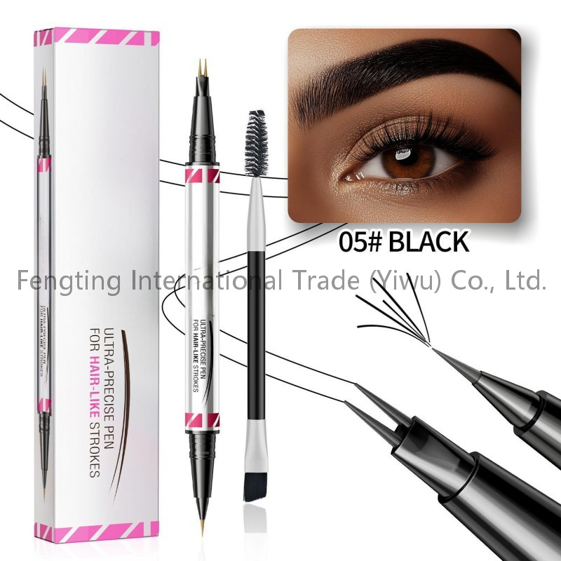 Waterproof Sweat-Proof Non-Fading Double-Headed Eyebrow Enhancer Pen Long-Lasting Natural Three-Dimensional Wild Eyebrows Set
