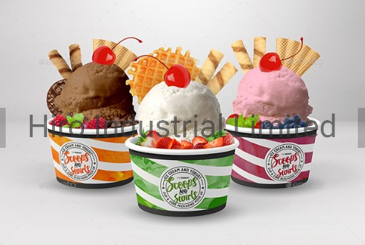 Custom Printing Frozen Yogurt Different Size Disposable PE Coating Kraft Paper Ice Cream Cup
