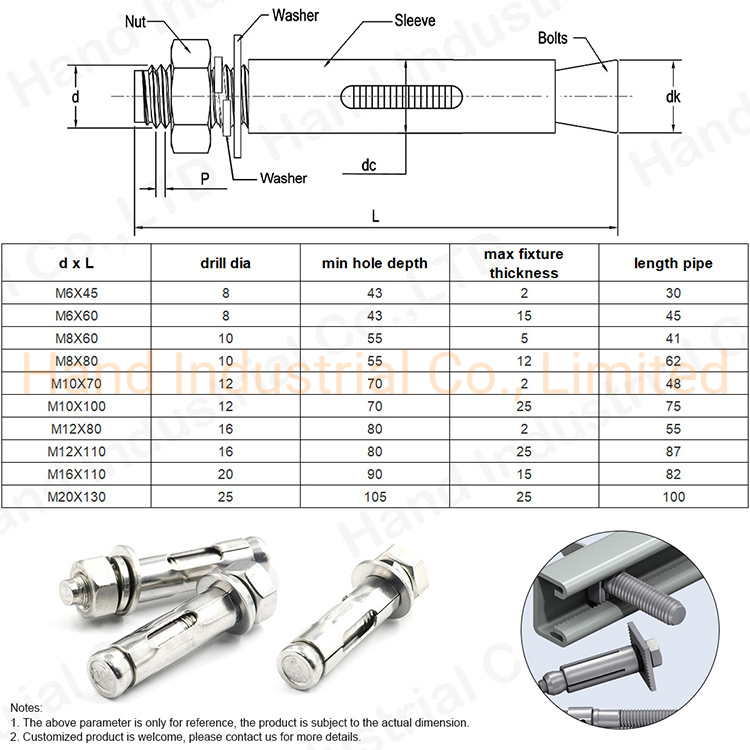 Анкерный болт с пружинной шайбой M6-M20, оцинкованный