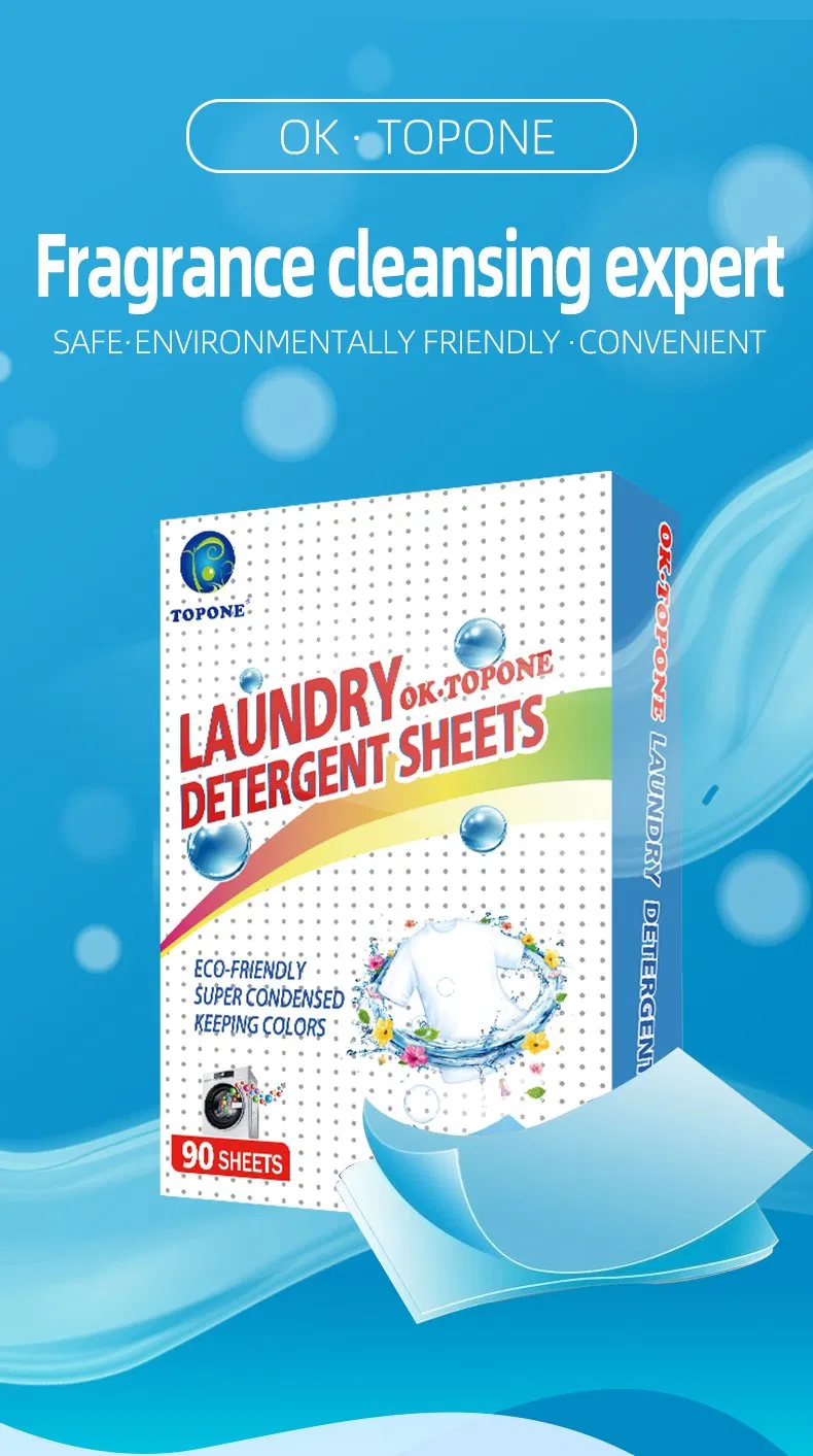 Topone Wholesale Laundry Detergent Sheets Powder Washing Detergent Sheets Household Cleaning Sheets