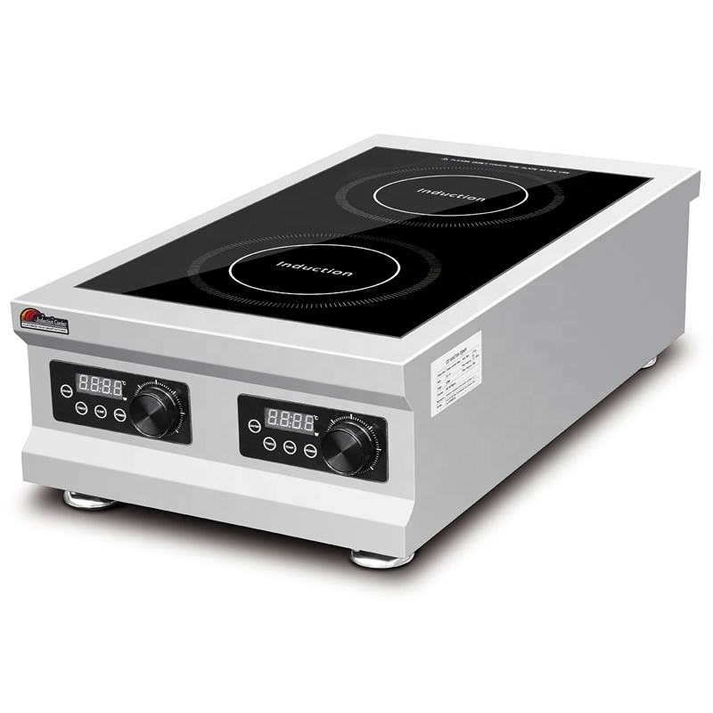 Commercial Double Induction Cooker 2 Burner 3500W Ceramic Electric Cooktop Stove for Commercial Restaurant Kitchen Equipment