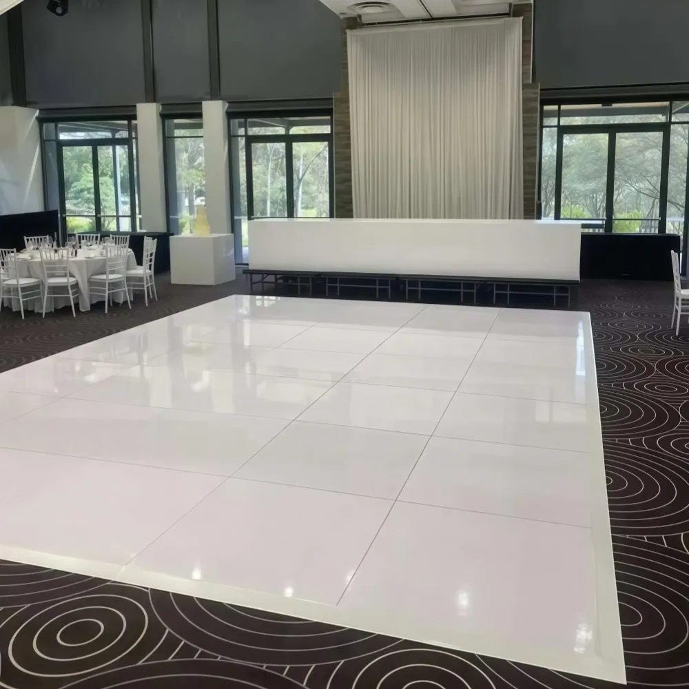 Портативный танцпол белый глянцевый ламинат с алюминиевой кромкой