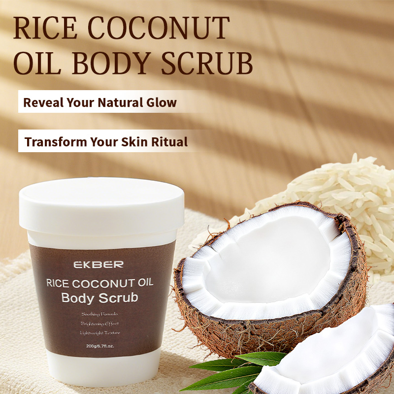 Private Label Natural Organic Vegan Nourishing Hydration Moisturizing 100% Virgin Coconut Oil Cream Rice Coconut Oil Body Scrub