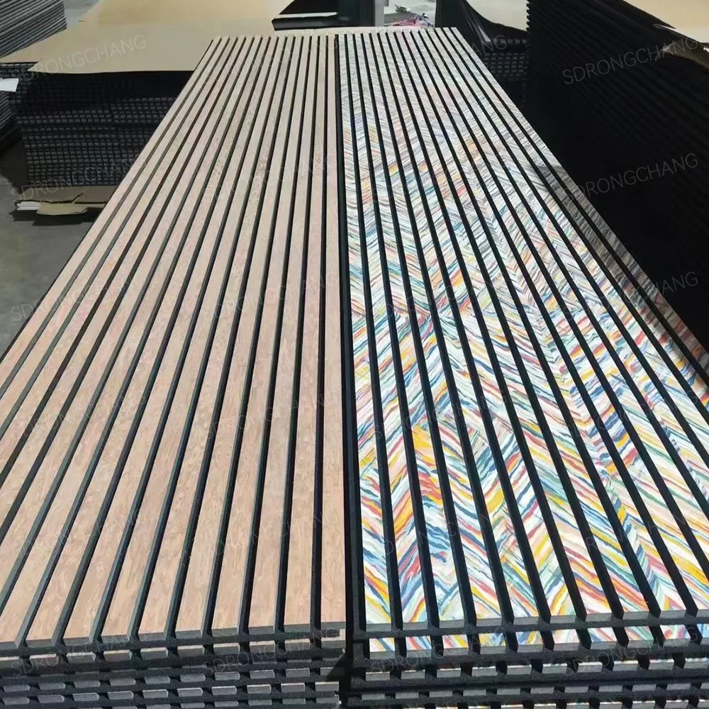 Decorative Soundproofing Wooden Slats Wall Covering Wood Veneer Felt Acoustic Panel