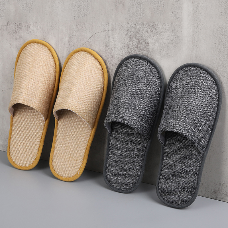 Wholesale Cheap Disposable Slippers Linen Yellow Gray Luxury Slippers for Hotel
