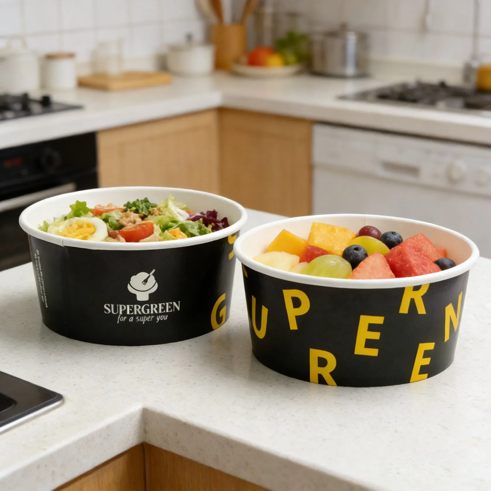 Compostable Disposable Kraft Paper Salad Bowl Eco-Friendly Packaging for Healthy Food