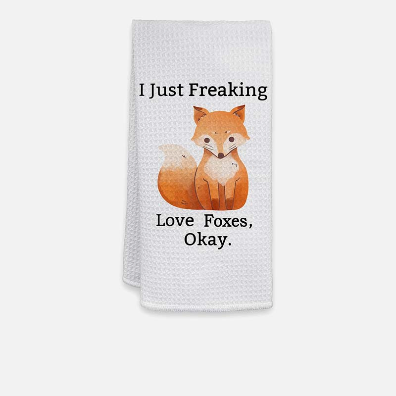 Cute Printed Kitchen Cleaning Towel Water Absorption Microfiber Waffle Kitchen Cloth
