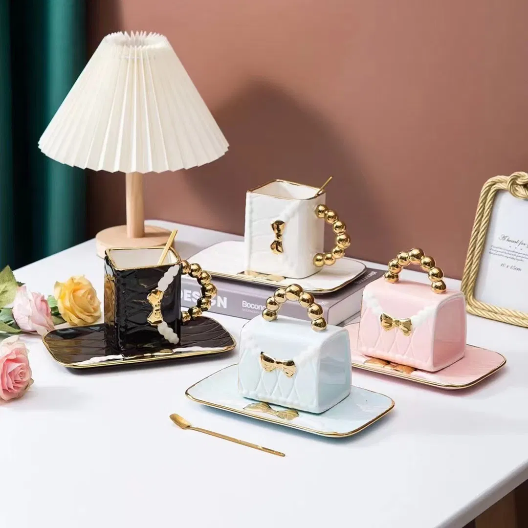 Керамическая кружка с блюдцем, подарочный набор