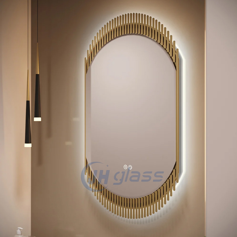 Home Decoration Metal Frame Back Light with Defog LED Bathroom Wall Mirror