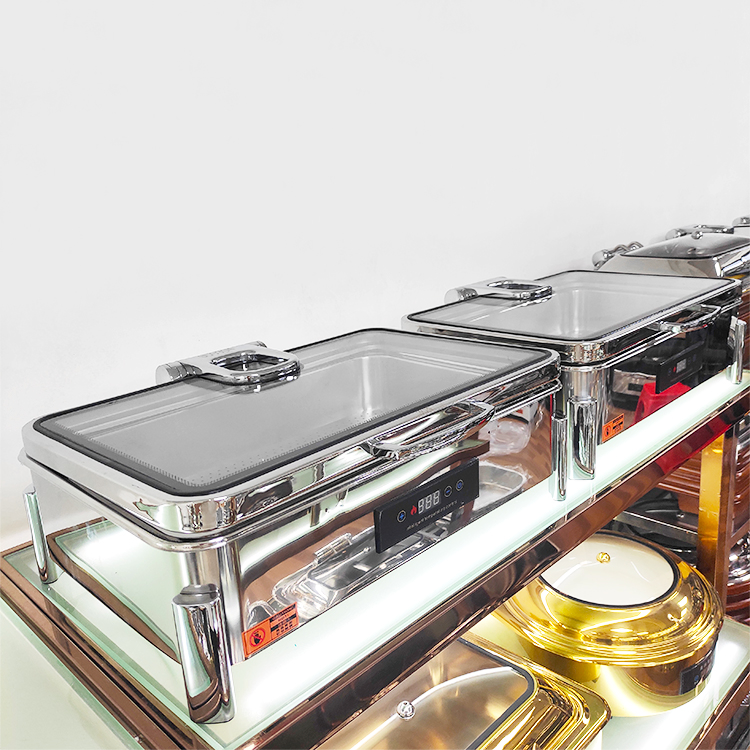 Catering Equipment Stainless Steel Rectangular Electric Food Warmer Buffet Stove Restaurant Chafing Dish