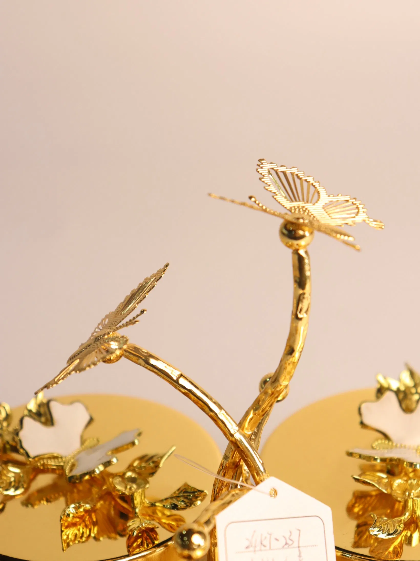 Elegant Butterfly Pattern Fruit Bowl Set with Gold-Plated Iron Stands