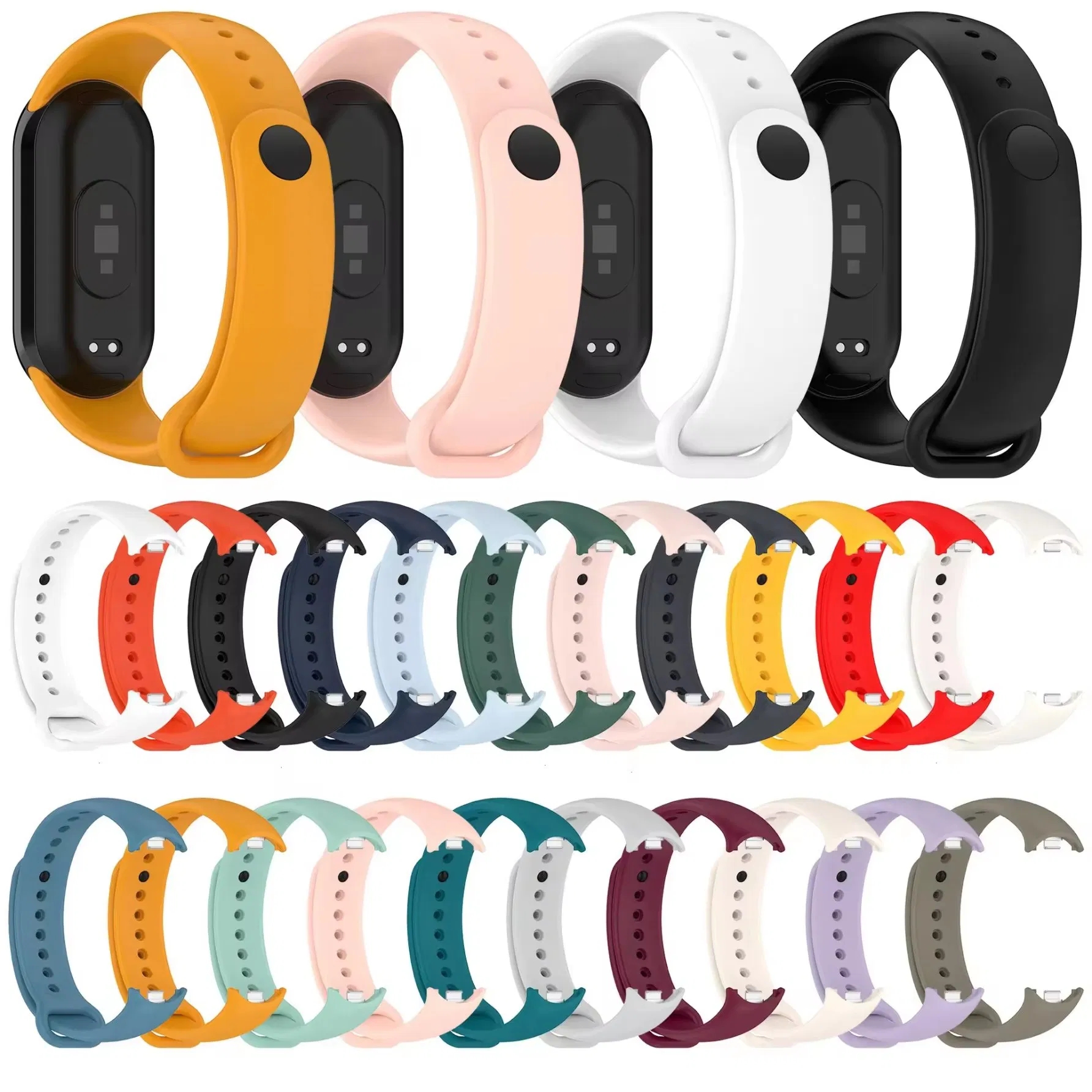 Silicone Strap for Xiaomi Mi Band 10 9 8 Strap NFC Sport Rubber Bracelet Wristband Belt Xiaomi Smart Band 8 9 Metal Connector