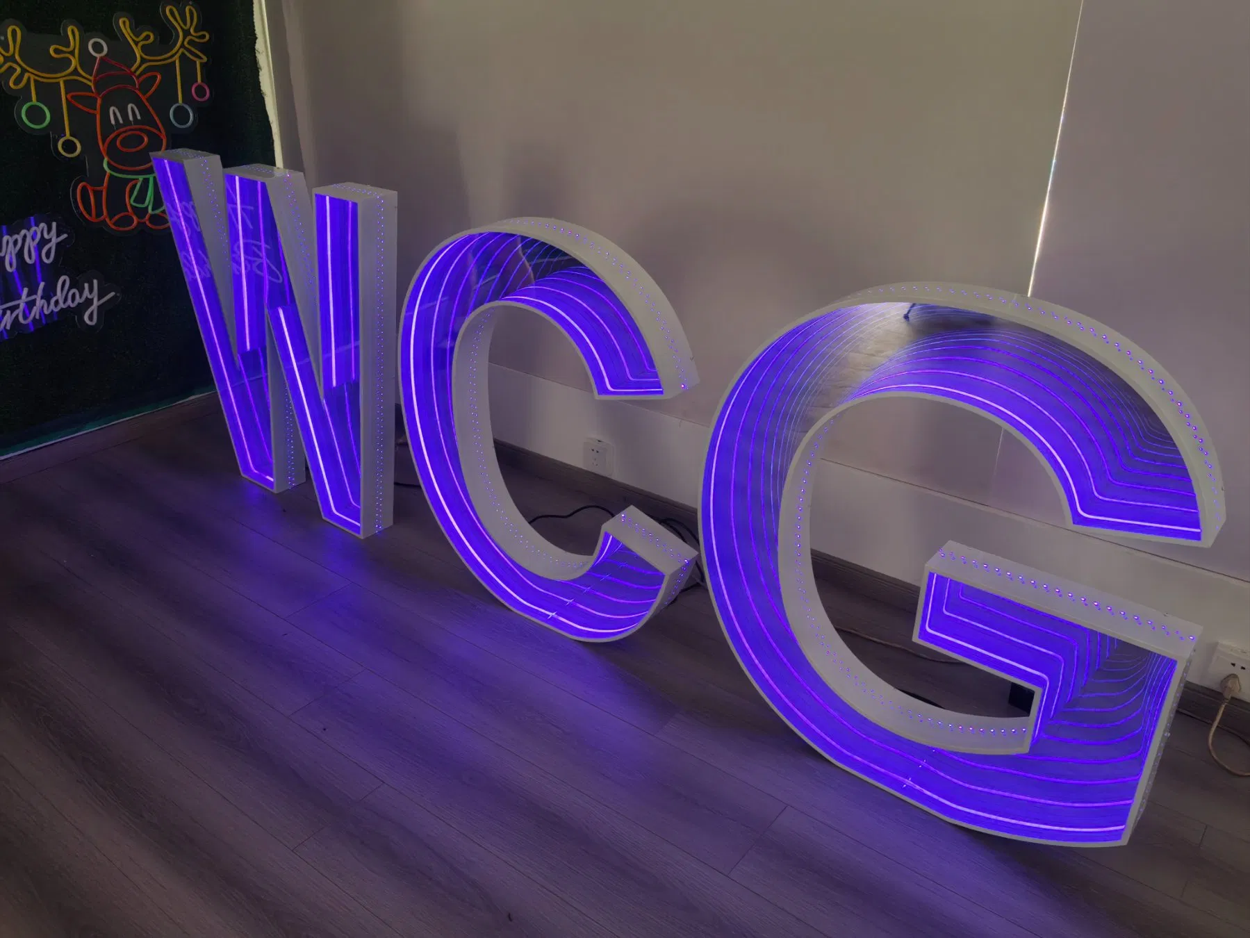 4FT Big 3D Marquee Letter Metal Optical Illusion Abyss Mirror Endless Number Birthday Wedding Party Event LED Strips Light