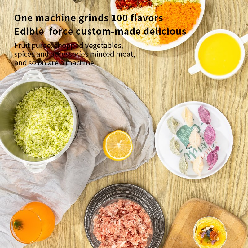 Meat Grinder, Household Automatic Multi-Function Food Processor, Small Electric Blender