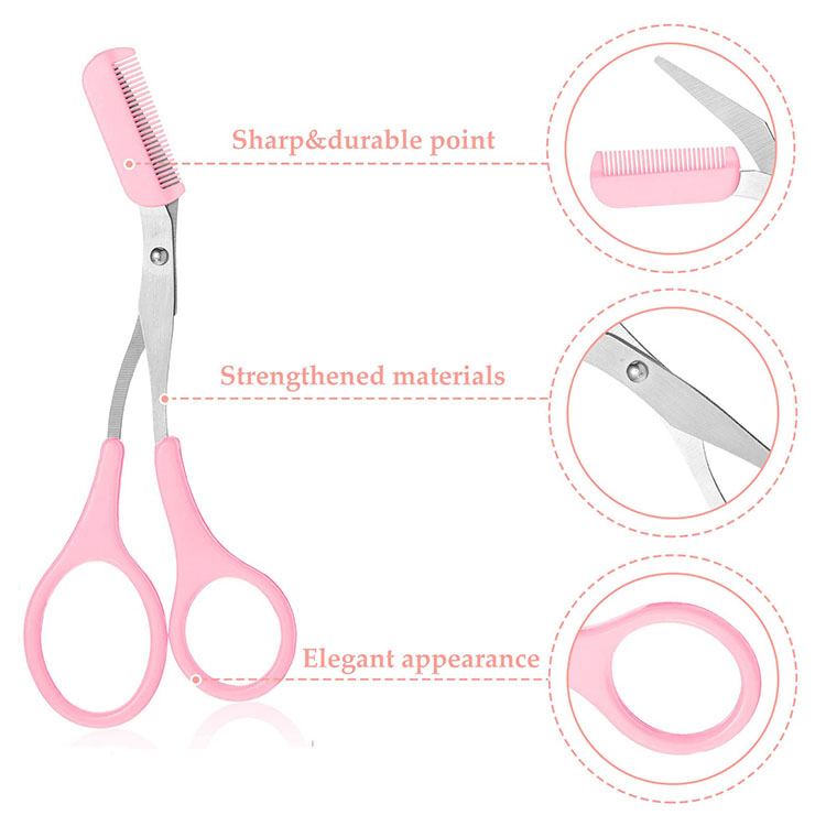 High Quality Eyebrow Trimmer Scissors with Comb Lady Women's Brows Hair Removal Grooming Tool for Shaping and Cutting Eyelashes