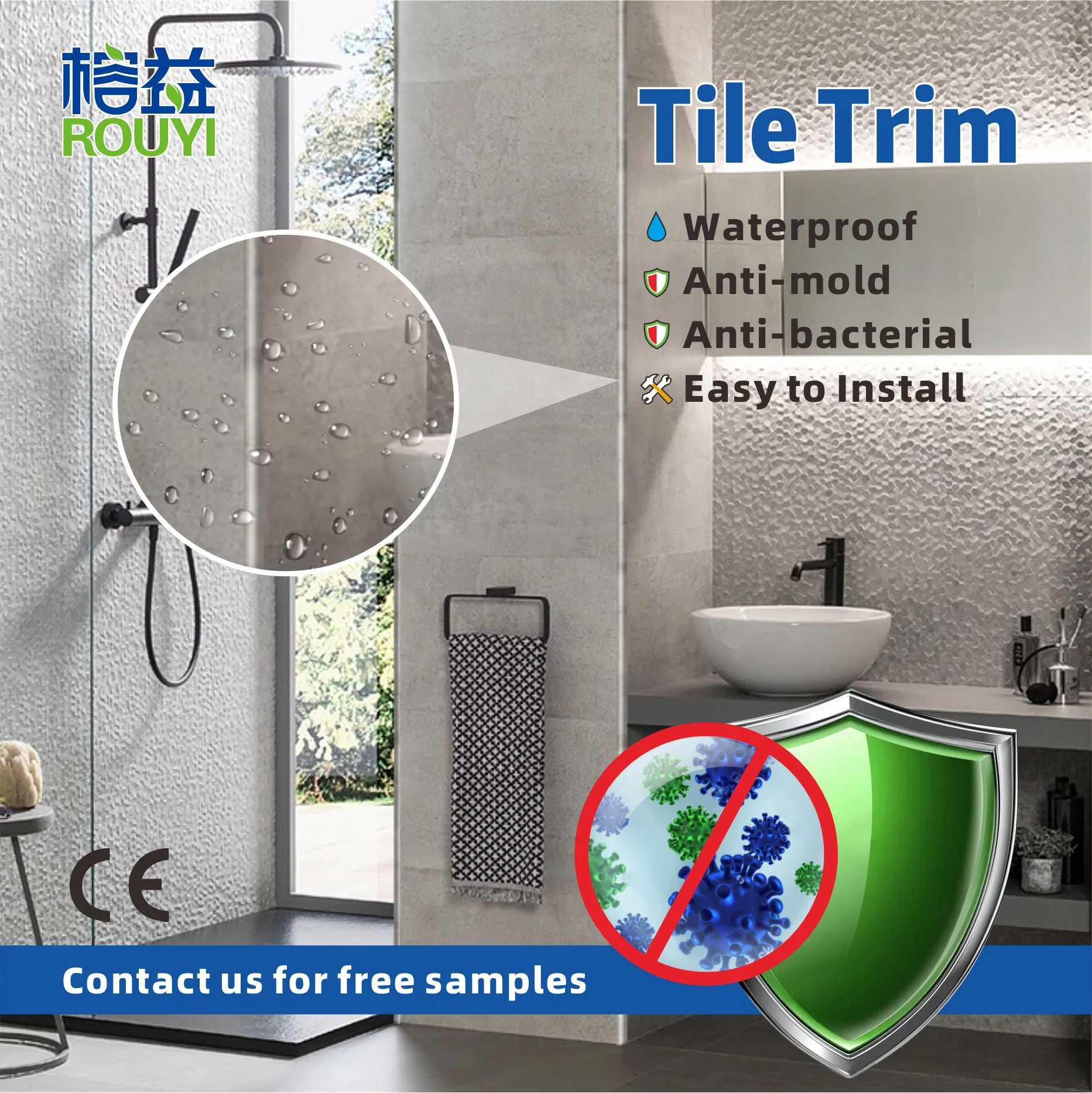 Free Sample Factory Wholesale 2.5m Bathroom Plastic Round PVC Tile Edge Trim