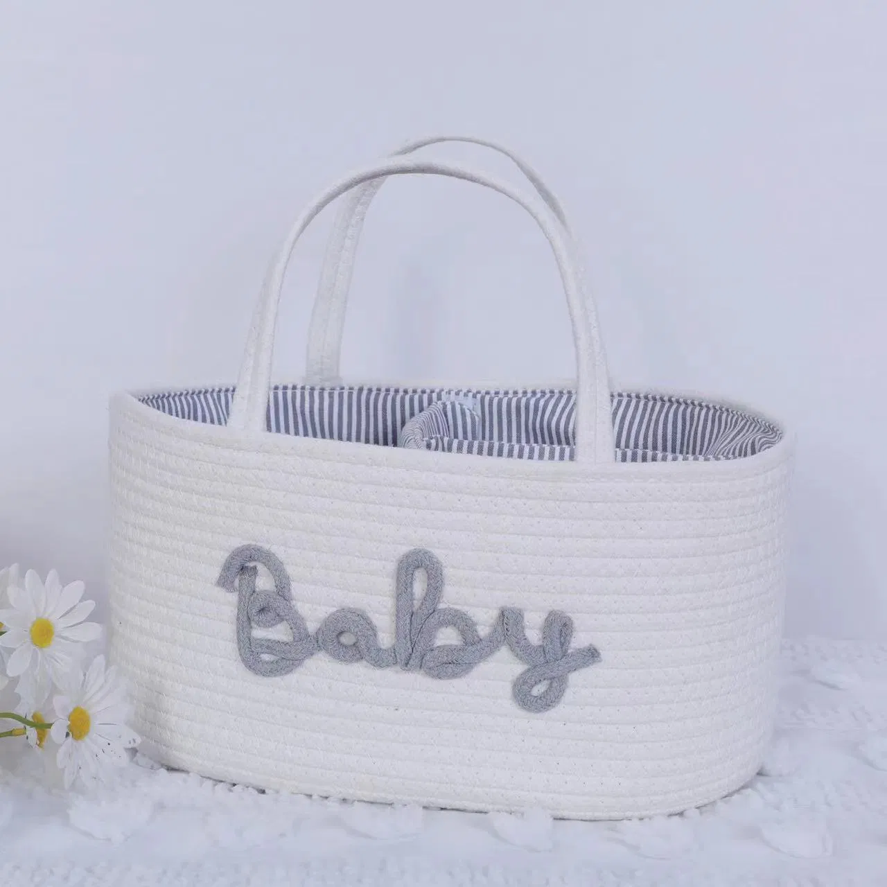 New Arrival Durable Cotton Rope Diaper Organizer Laundry Storage Diaper Storage Basket for Toys