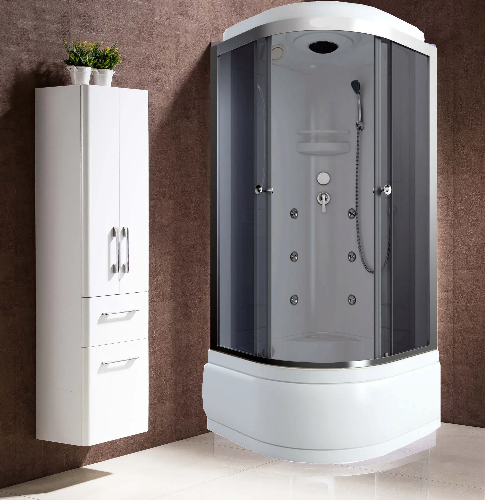 Aquacubic Luxury Bathroom Steam Shower Room with Whirlpool Shower Room and Bathtub
