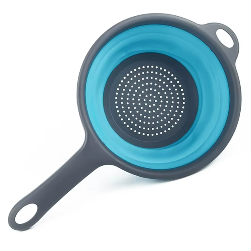 2 Pieces Collapsible Colander Set Round Foldable Silicone Storage Strainer