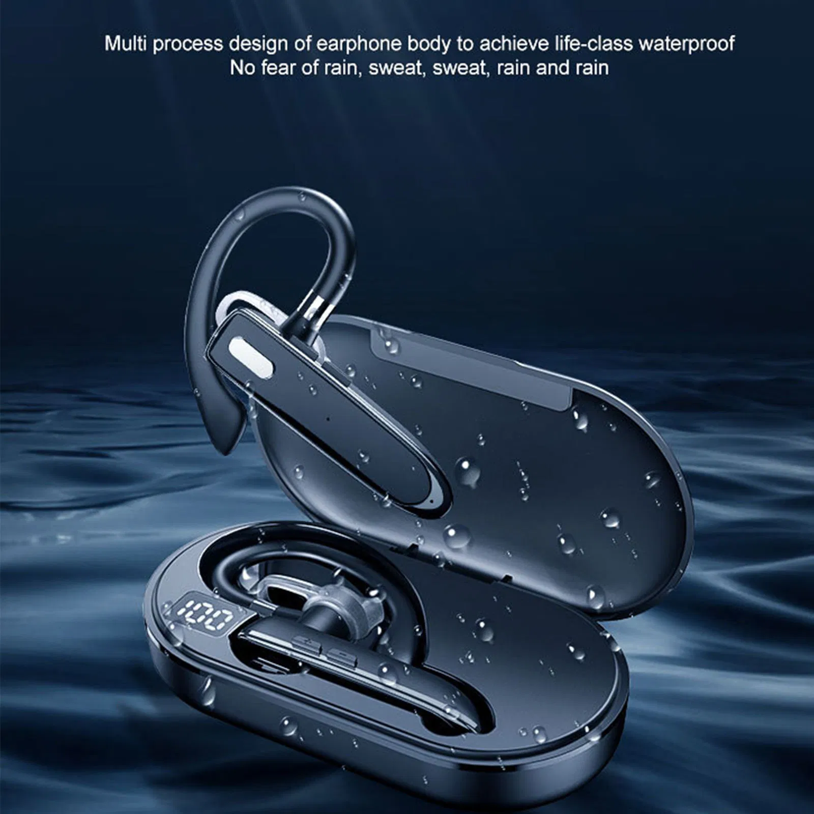 Wholesale Wireless Headset Intelligent Noise Reduction Universal Business Hanging Single Ear Large Battery Sports Earphone