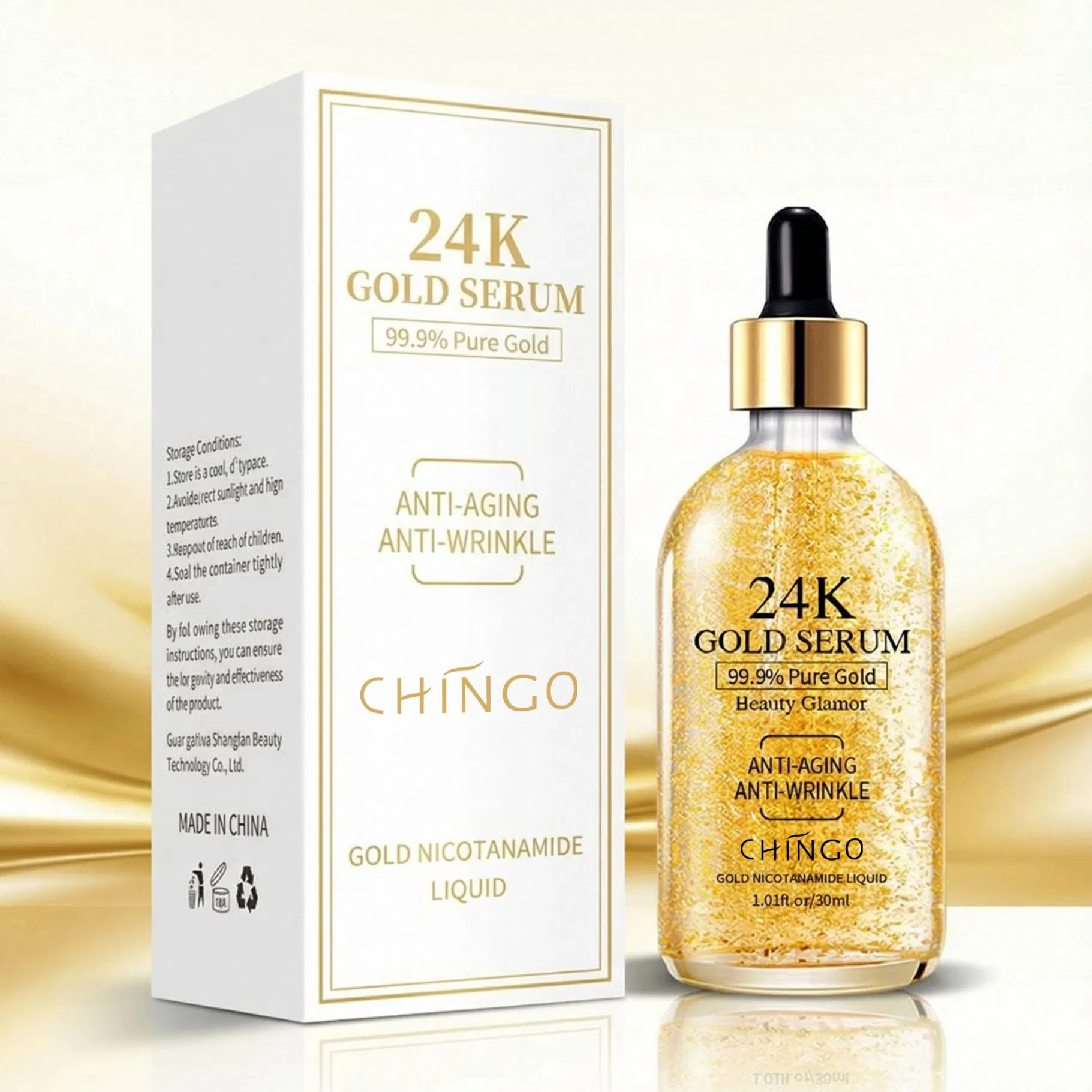 Moisturizing Hydrating Nourishing Skin Care Anti-Aging Anti-Wrinkle 24K Gold Face Serum