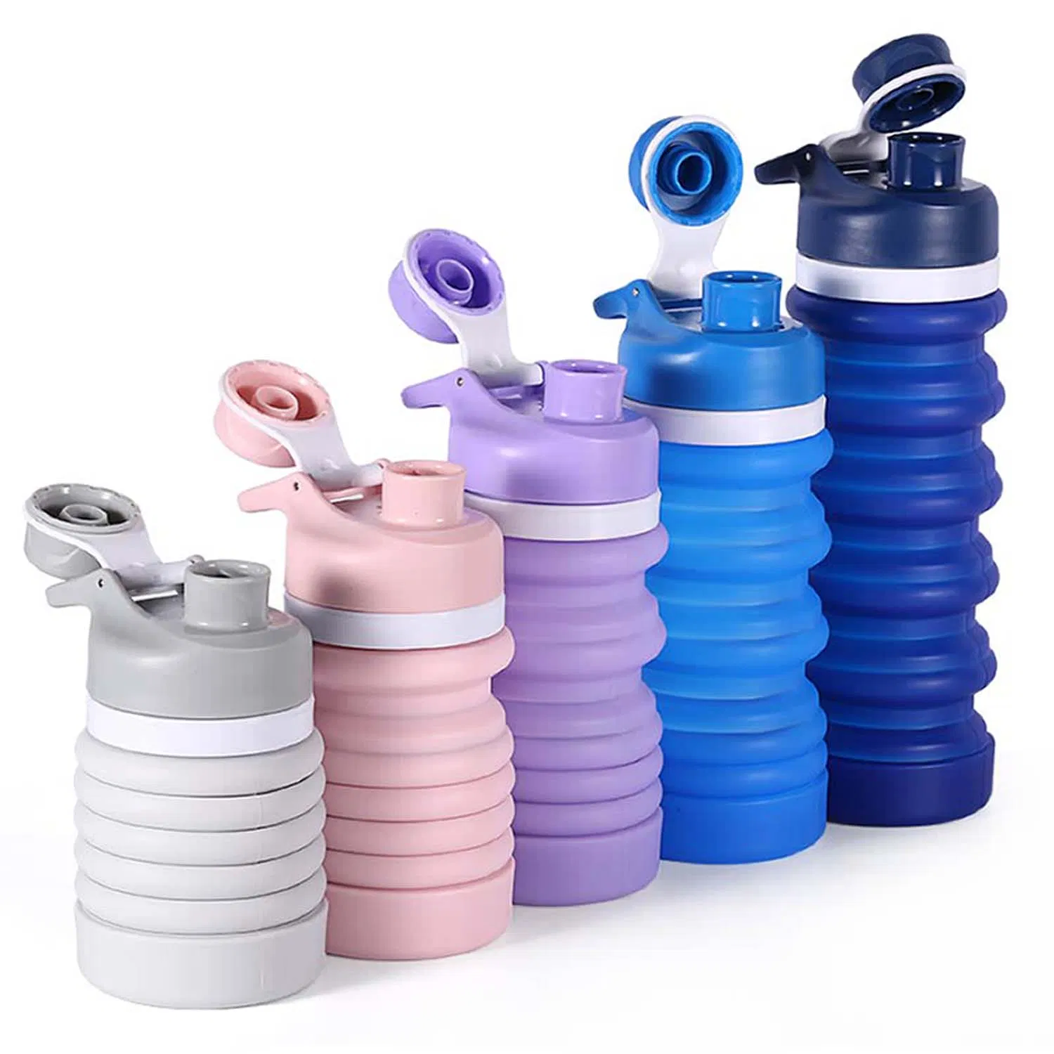 Custom Logo Collapsible Drink Bottle Sports Foldable Silicone Drinking Water Bottle