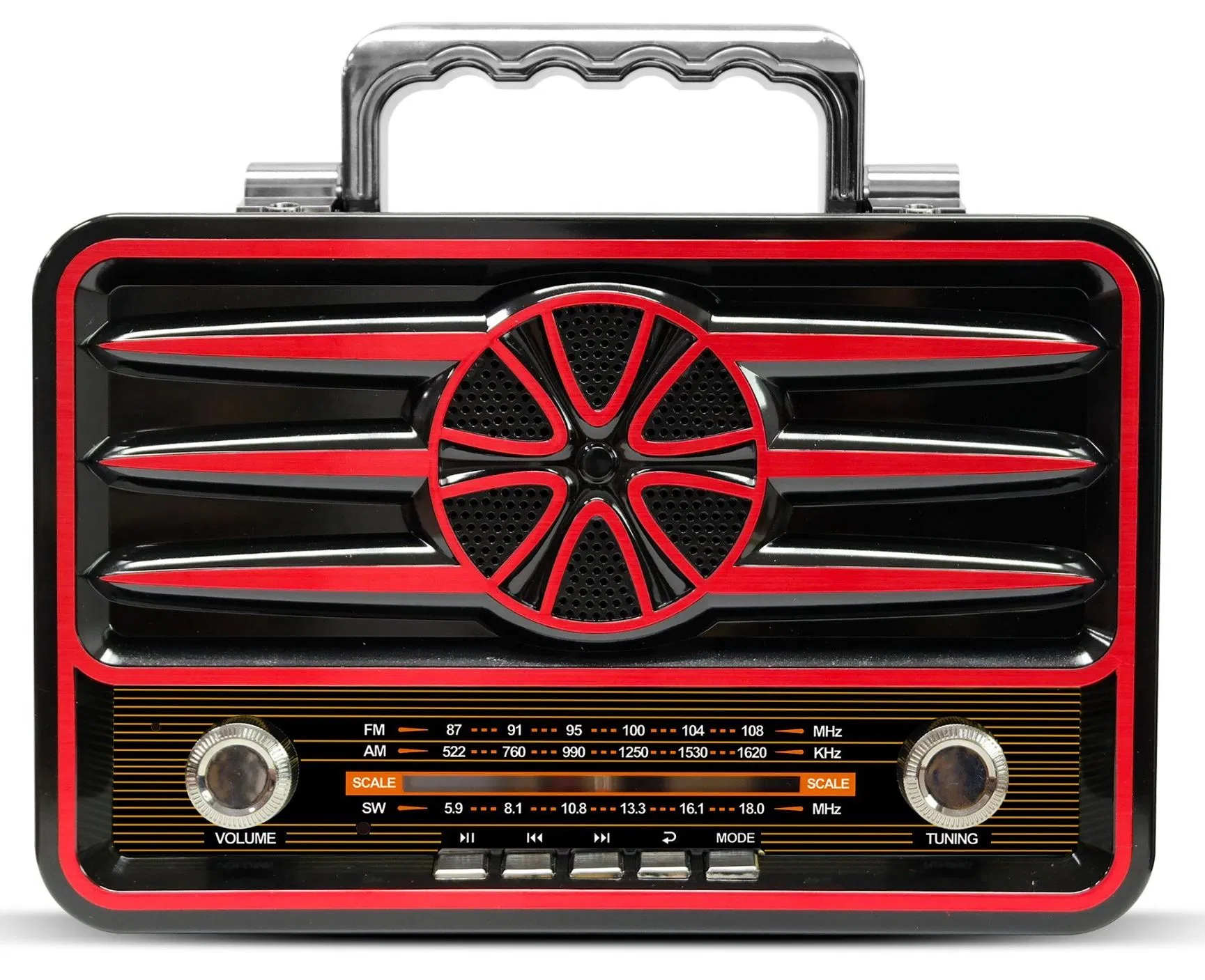 Meier M-1906BT Portable 3-Band Am FM Sw Radio, High Volume, Wireless Connectivity, TF Card and MP3 Player, Rechargeable Speakers Classicism