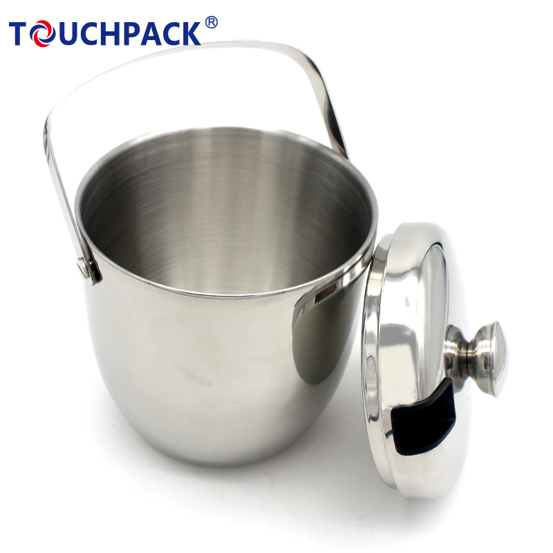 Custom Logo Double Wall Ice Bucket with Lid and Tong