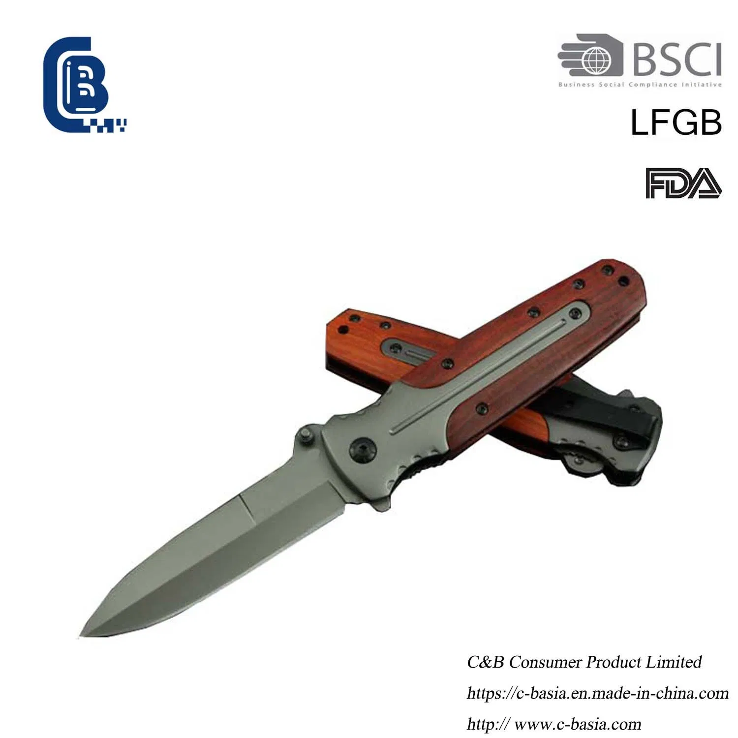 5 Inch Heavy-Duty Folding Tactical Knife - Titanium-Plated Grey Pocket Survival Cutter