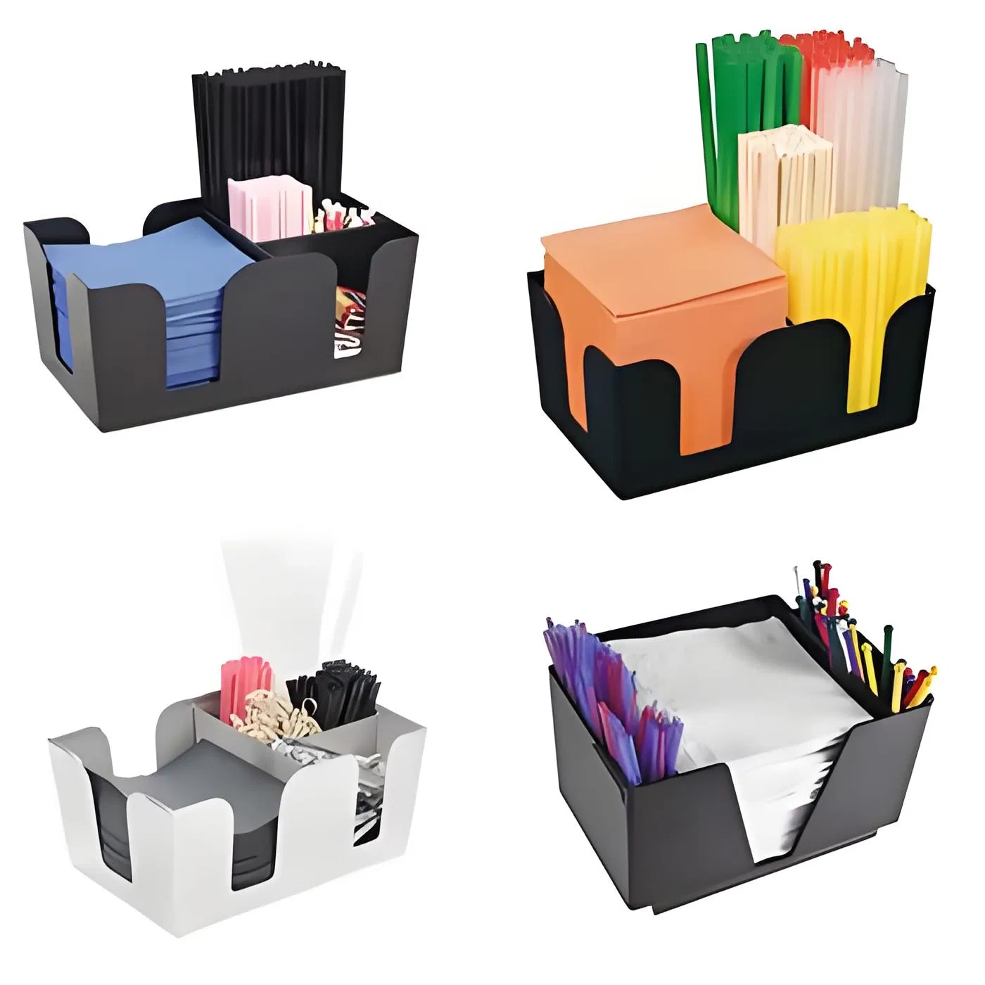 Custom Logo Color Size Napkin Straw Stirrers Holder Durable Lightweight Plastic Bar Caddy for Huntly I. D. S Ileach